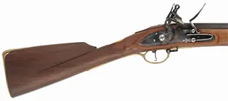Brown Bess Carbine,
.75 caliber, 30-1/2" barrel,
GRICE 1762 flintlock, walnut stock, brass trim with serpent sideplate,
sling swivels, used, by Davide Pedersoli